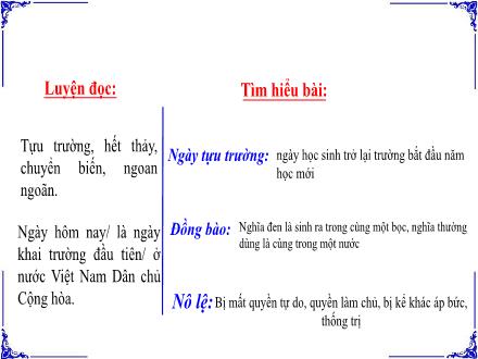 Bài giảng Tiếng Việt 5 - Tuần 1 - Thư gửi các học sinh