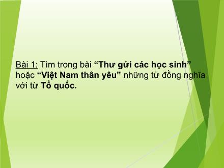 Bài giảng Tiếng Việt Lớp 5 (Luyện từ và câu) - Tuần 2 - Mở rộng vốn từ: Tổ Quốc