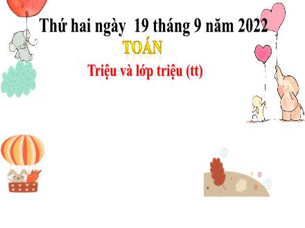 Bài giảng Toán 4 - Triệu và lớp triệu (Tiếp theo) - Năm học 2021-2022