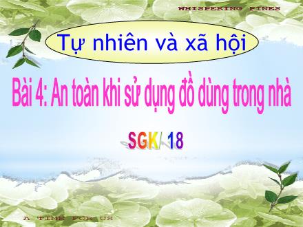 Bài giảng Tự nhiên và Xã hội 1 (Kết nối tri thức) - Bài 4: An toàn khi sử dụng đồ dùng trong nhà