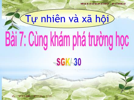 Bài giảng Tự nhiên và Xã hội Lớp 1 (Kết nối tri thức) - Bài 7: Cùng khám pá trường học (Tiết 3)