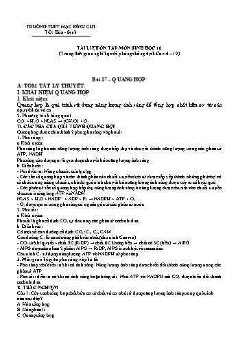Bài tập thực hành môn Sinh Học Lớp 10 - Bài 16+17+18