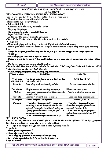 Đề cương ôn tập cuối học kì II môn Địa Lí Lớp 11 - Năm học 2022-2023 - Trường THPT Nguyễn Bỉnh Khiêm
