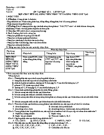 Đề cương ôn tập học kì I môn Hóa 11 - Tuần 15 - Năm học 2021-2022