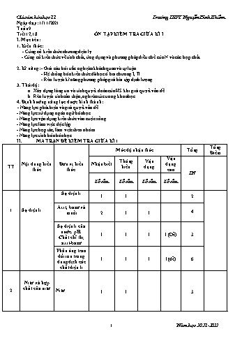 Đề cương ôn tập kiểm tra giữa kì I môn Hóa Học 11 - Năm học 2021-2022 - Trường THPT Nguyễn Bỉnh Khiêm