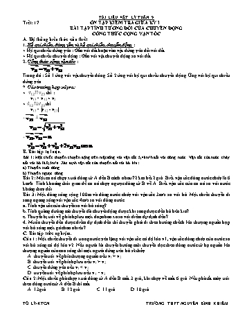 Đề cương ôn tập kiểm tra giữa kỳ I Vật Lí 10 - Tuần 9