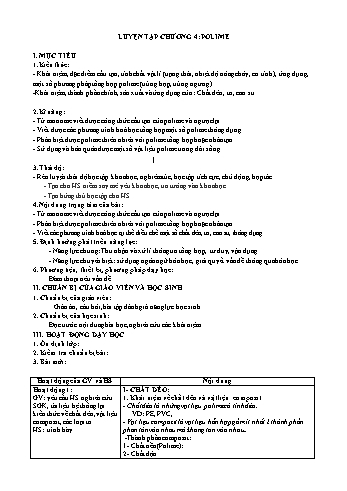 Đề cương ôn tập môn Hóa Học Lớp 12 - Tuần 13 - Chương 4: Luyện tập - Polime