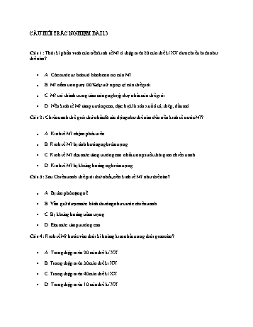 Đề cương ôn tập môn Lịch Sử 11 - Tuần 15
