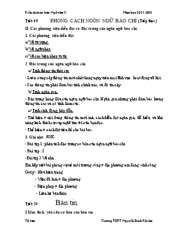 Đề cương ôn tập môn Ngữ Văn 11 - Tuần 13 - Năm học 2021-2022