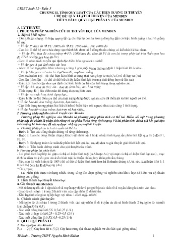 Đề cương ôn tập môn Sinh Học 12 - Tuần 5