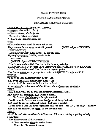 Đề cương ôn tập môn Tiếng Anh 10 - Tuần 10 - Unit 6: Future jobs