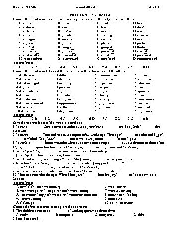 Đề cương ôn tập môn Tiếng Anh 10 - Tuần 13 - Period 40+41 - Năm 2021-2022
