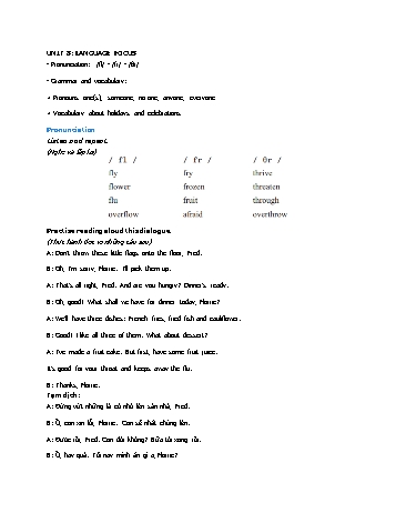 Đề cương ôn tập môn Tiếng Anh 11 - Tuần 13 - Unit 8: Language focus