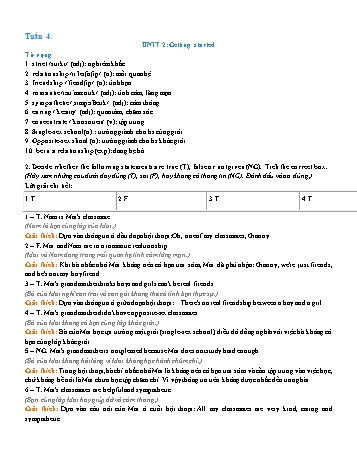 Đề cương ôn tập môn Tiếng Anh 11 - Tuần 4 - Unit 2: Getting started