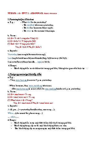 Đề cương ôn tập môn Tiếng Anh 11 - Unit 2, Period 10: Grammar - Tense revision