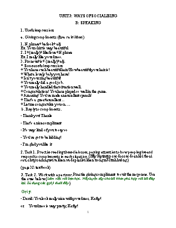 Đề cương ôn tập môn Tiếng Anh 12 - Tuần 5 - Unit 3: Ways of socialising