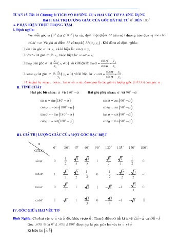 Đề cương ôn tập môn Toán 10 - Tuần 15 - Chương 2, Bài 1 - Tiết 15