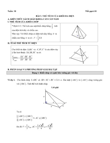Đề cương ôn tập môn Toán (Hình học) 10 - Tuần 10 - Bài 3: Thể tích của khối đa diện