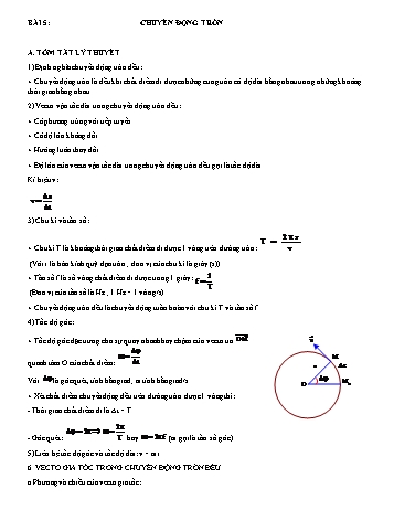 Đề cương ôn tập môn Vật Lí 10 - Bài 5: Chuyển động tròn