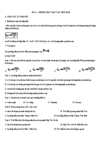 Đề cương ôn tập môn Vật Lí Lớp 10 - Bài 11+12