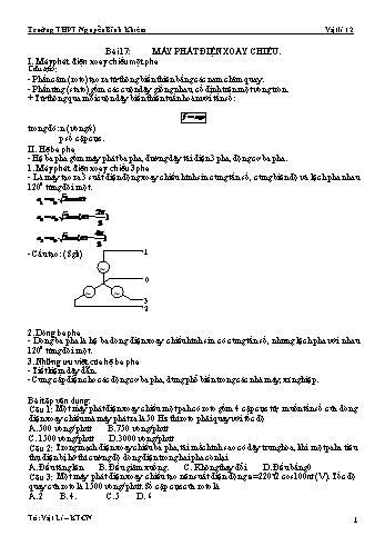 Đề cương ôn tập môn Vật Lí Lớp 12 - Tuần 13 - Trường THPT Nguyễn Bỉnh Khiêm