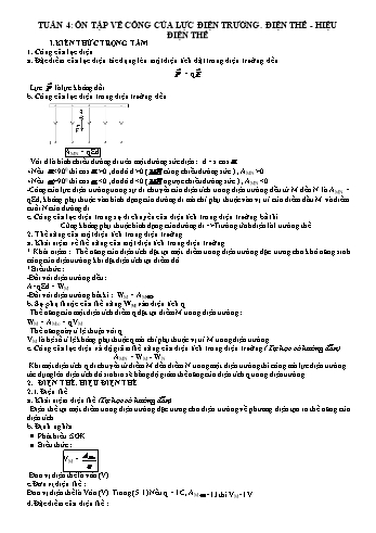 Đề cương ôn tập môn Vật Lý 11 - Tuần 4: Ôn tập về công của lực điện trường. Điện thế - Hiệu điện thế