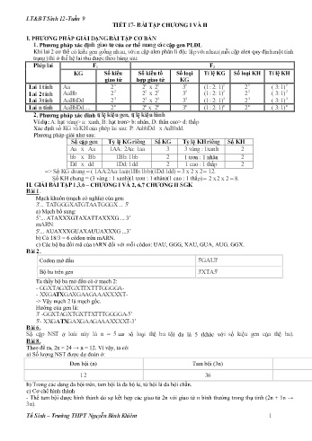 Đề cương ôn tập Sinh Học 12 - Tuần 9 - Tiết 17