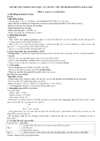 Đề cương ôn tập Sinh Học Lớp 10 - Tuần 4 - Trường THPT Nguyễn Bỉnh Khiêm