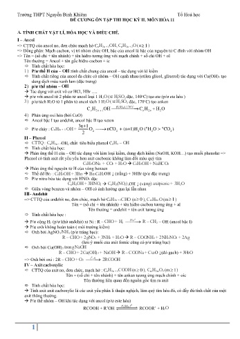 Đề cương ôn tập thi học kỳ II môn Hóa Lớp 11 - Năm học 2021-2022 - Trường THPT Nguyễn Bỉnh Khiêm
