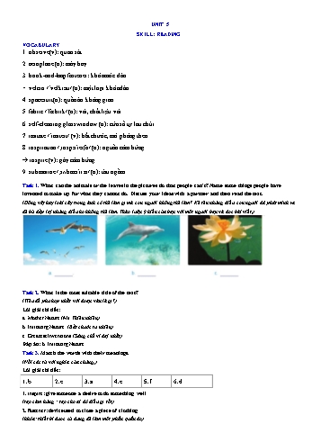 Đề cương ôn tập Tiếng Anh 10 - Tuần 9 - Unit 5 - Skill: Reading