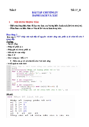 Đề cương ôn tập Tin Học 11 -Tuần 9 - Tiết 17+18