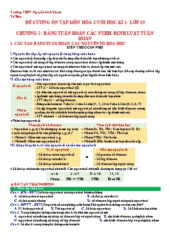 Đề cương ôn thi cuối học kì I môn Hóa Học Lớp 10 - Trường THPT Nguyễn Bỉnh Khiêm