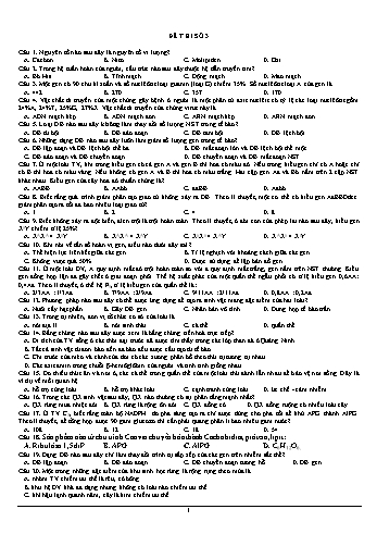 Đề thi môn Sinh học Lớp 12 - Đề số 03