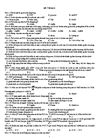 Đề thi môn Sinh học Lớp 12 - Đề số 05