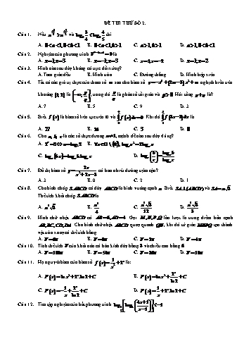 Đề thi thử môn Toán Lớp 12 - Đề 02 (Có đáp án)