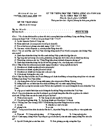 Đề thi Trung học phổ thông Quốc Gia năm 2020 môn Lịch Sử 12 - Đề 003 - Trường Trung học phổ thông Mạc Đĩnh Chi (Có đáp án)