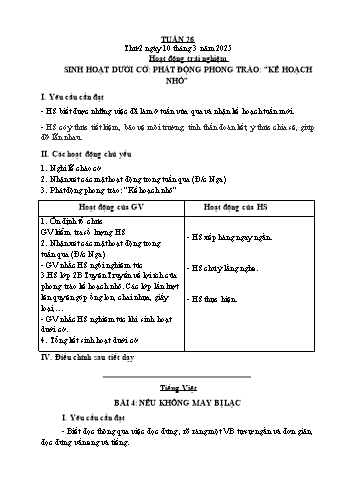 Giáo án các môn Lớp 1 - Tuần 26 - Năm học 2024-2025