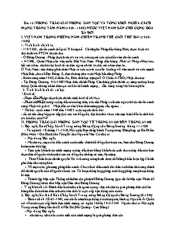 Giáo án Lịch Sử Lớp 12 - Tuần 13 - Bài 16+17