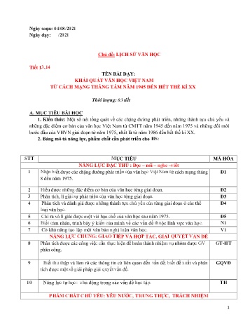 Giáo án Ngữ Văn 12 - Tuần 5 - Tiết 13+14 - Năm học 2021-2022