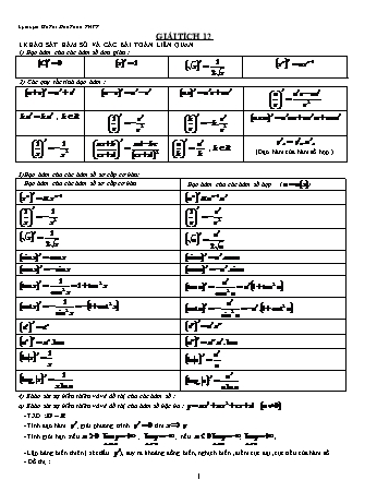Giáo án ôn tập Trung học phổ thông môn Toán Lớp 12