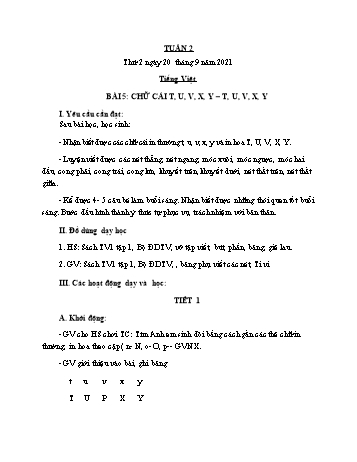 Giáo án Tiếng Việt + Toán Lớp 1 - Tuần 2 - Năm học 2021-2022